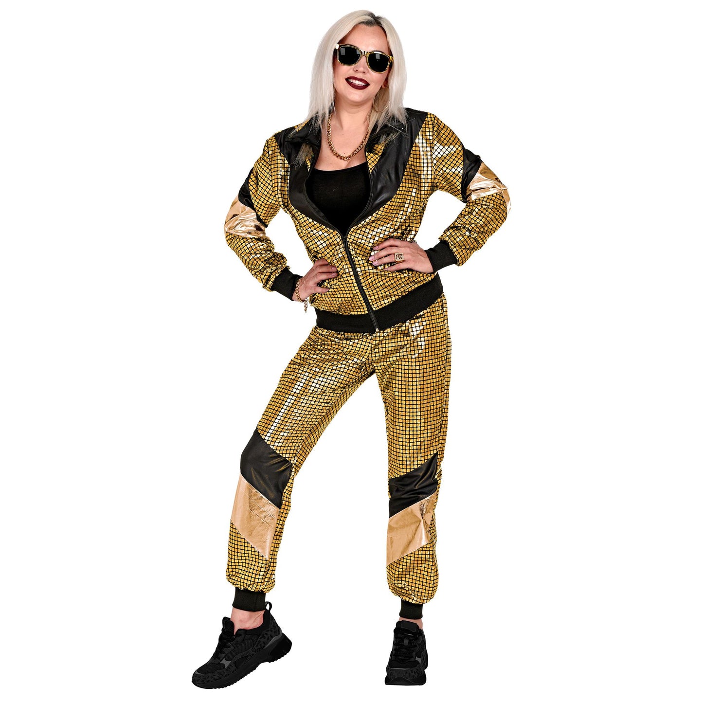 "80er JAHRE GOLD REFLEKTIERENDER TRAININGSANZUG" (Oberteil, Hose) – Ansicht 3