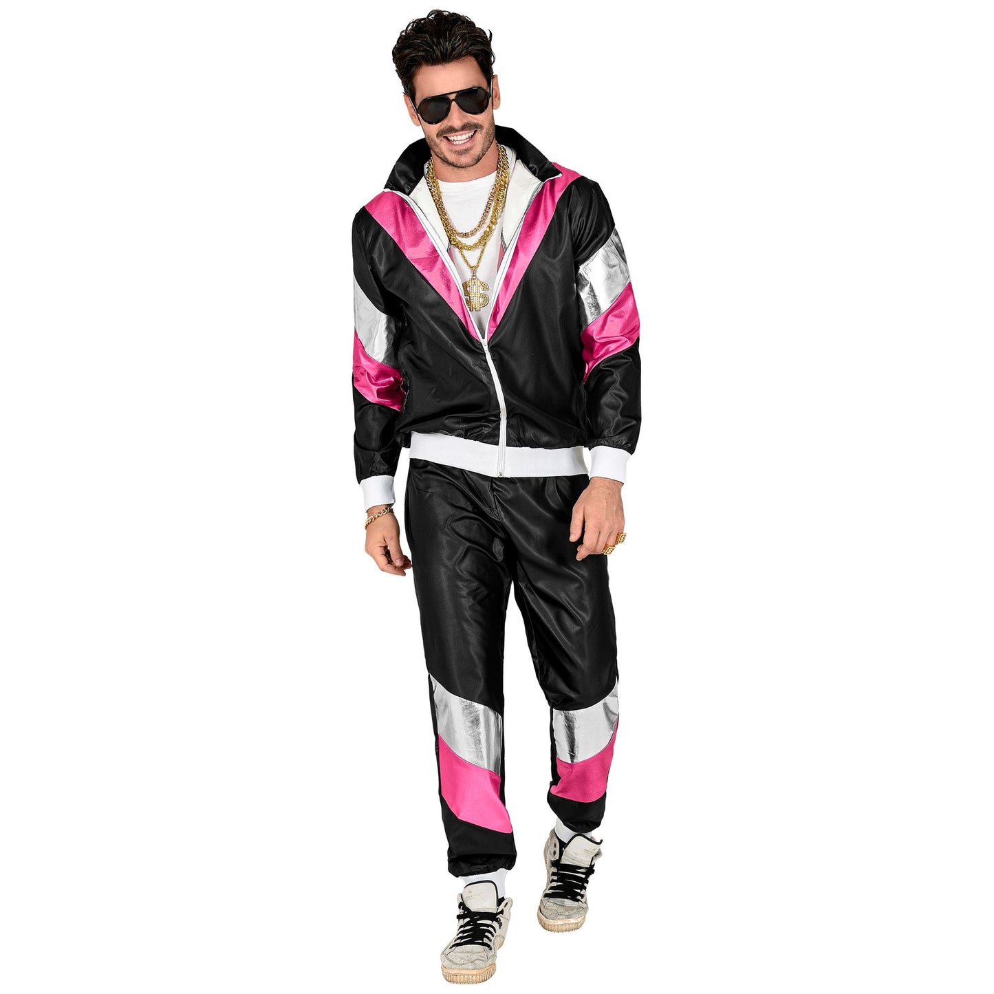 "80er JAHRE LEDERLOOK TRAININGSANZUG" (Oberteil, Hose) – Detailansicht