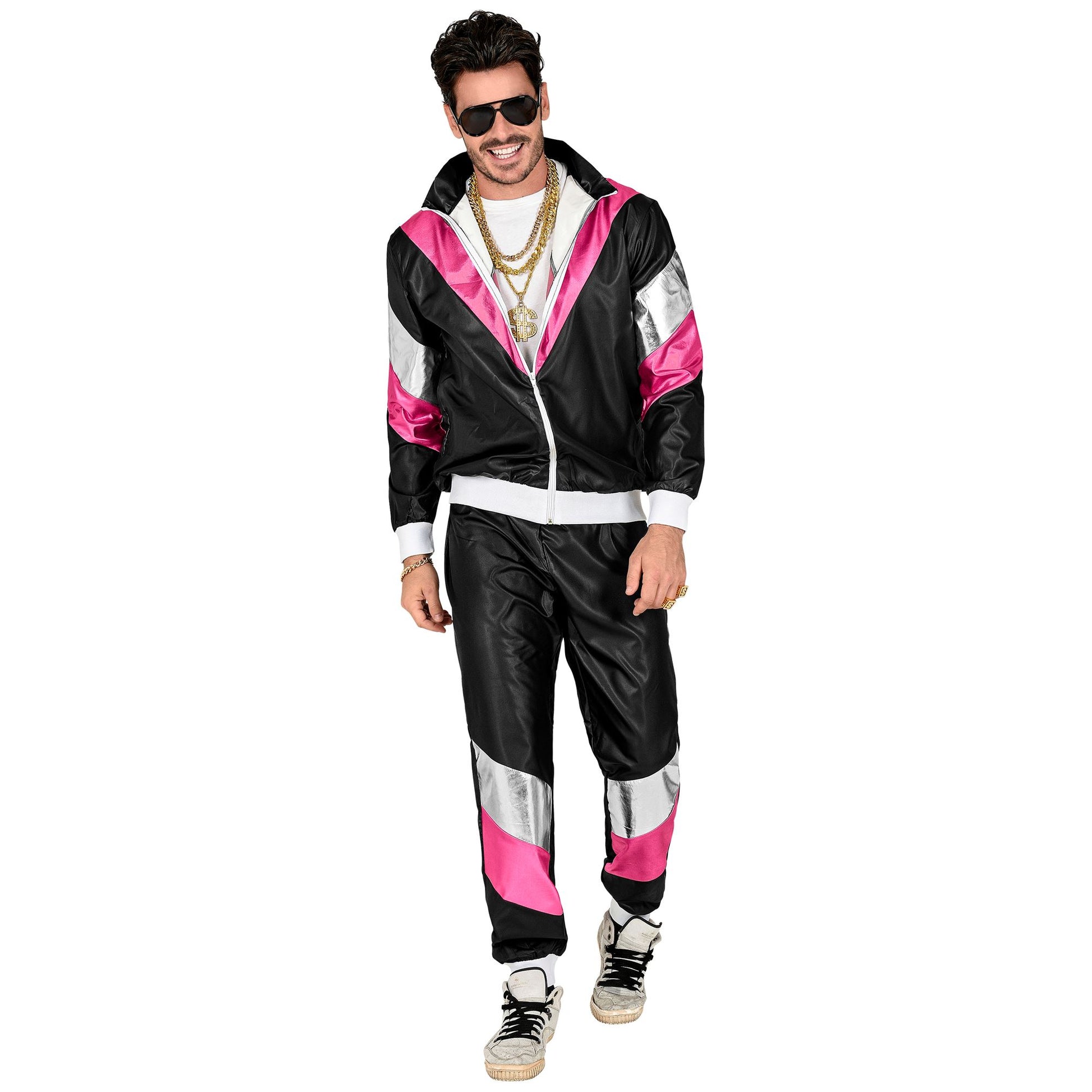 "80er JAHRE LEDERLOOK TRAININGSANZUG" (Oberteil, Hose) – Detailansicht
