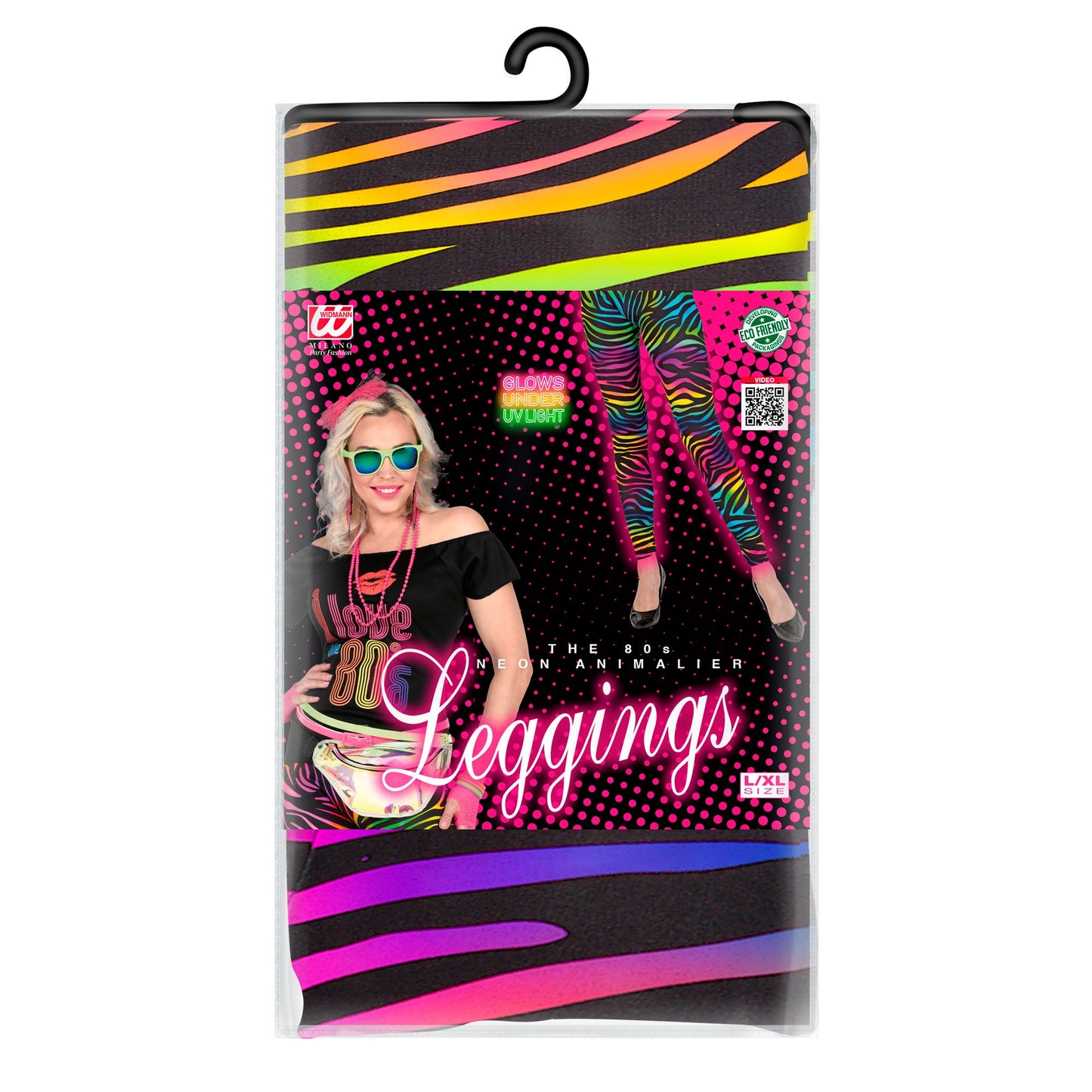 "80er JAHRE LEGGINGS NEON BUNT TIGERPRINT" – Detailansicht