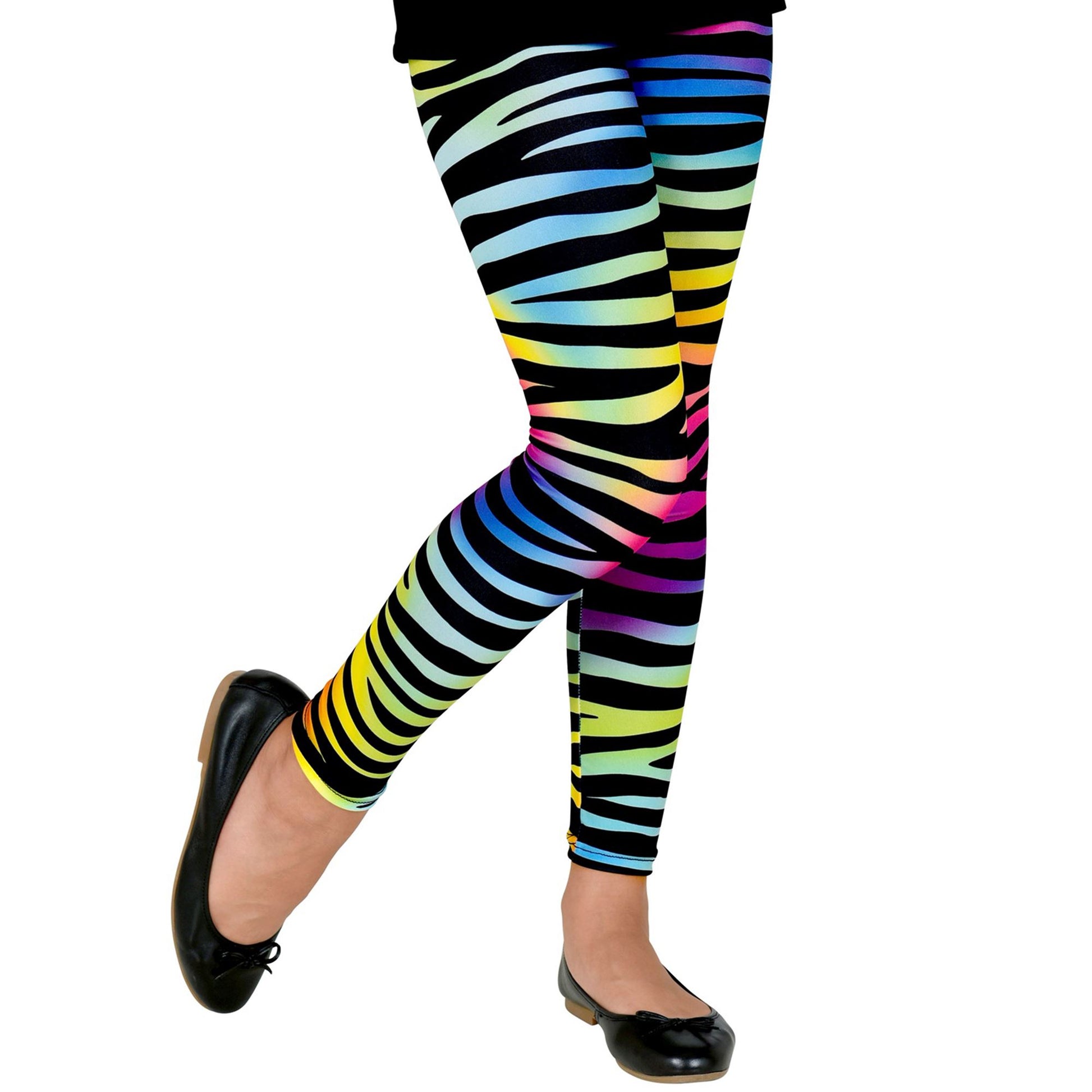 "80er JAHRE LEGGINGS NEON BUNT TIGERPRINT" – Vorderansicht