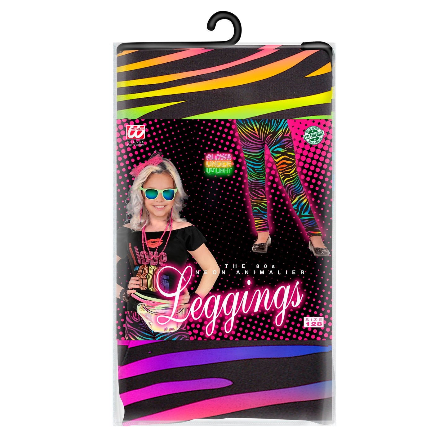 "80er JAHRE LEGGINGS NEON BUNT TIGERPRINT" – Detailansicht
