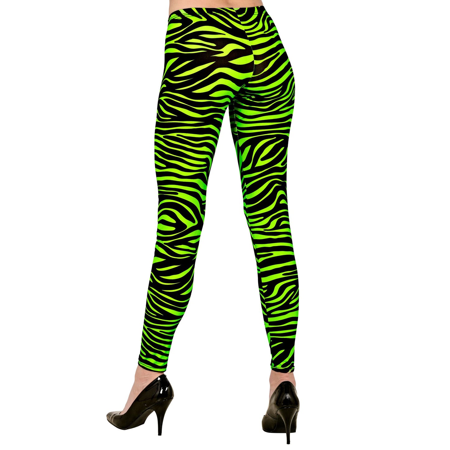 "80er JAHRE LEGGINGS NEON GRÜN TIGERPRINT" – Ansicht 3