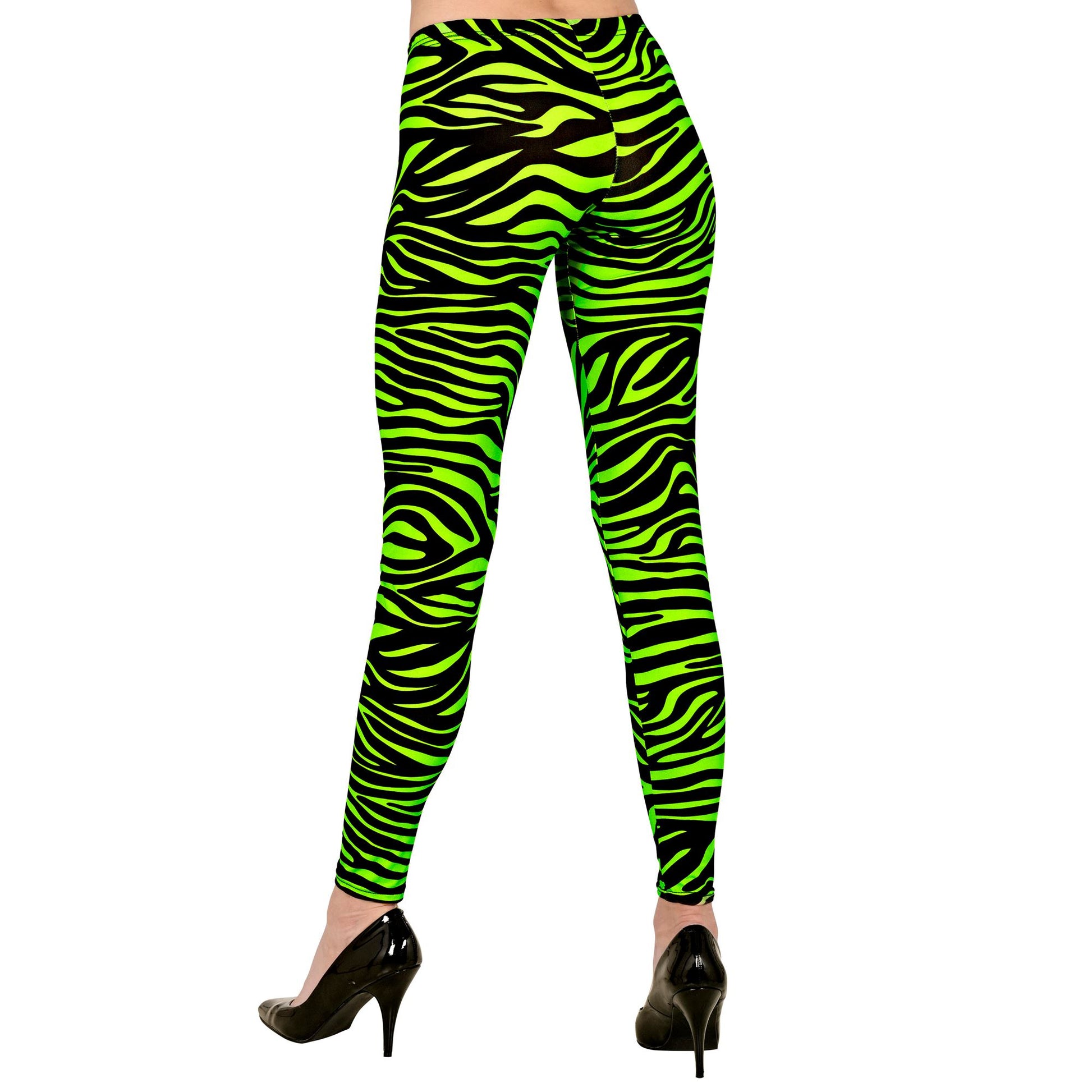 "80er JAHRE LEGGINGS NEON GRÜN TIGERPRINT" – Ansicht 3