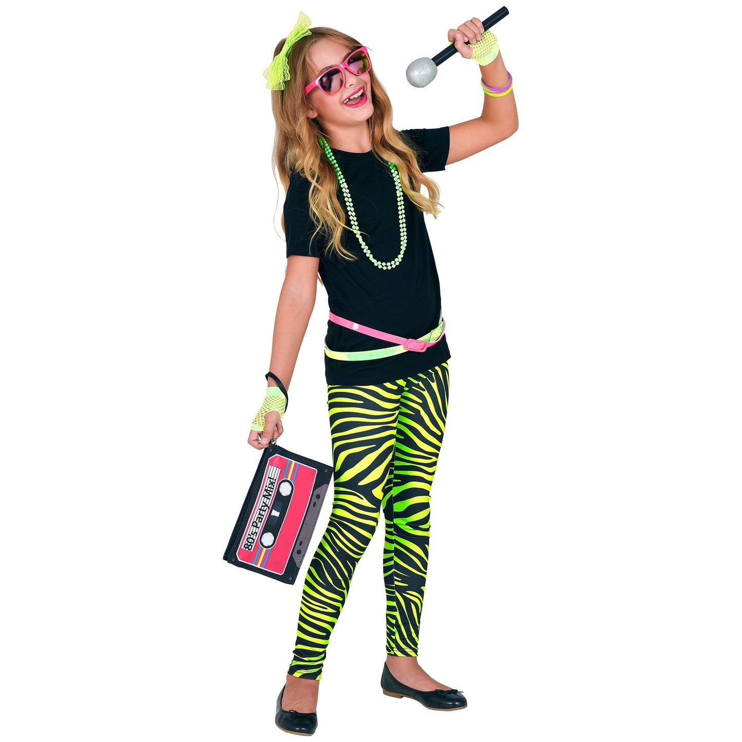 "80er JAHRE LEGGINGS NEON GRÜN TIGERPRINT" – Ansicht 3