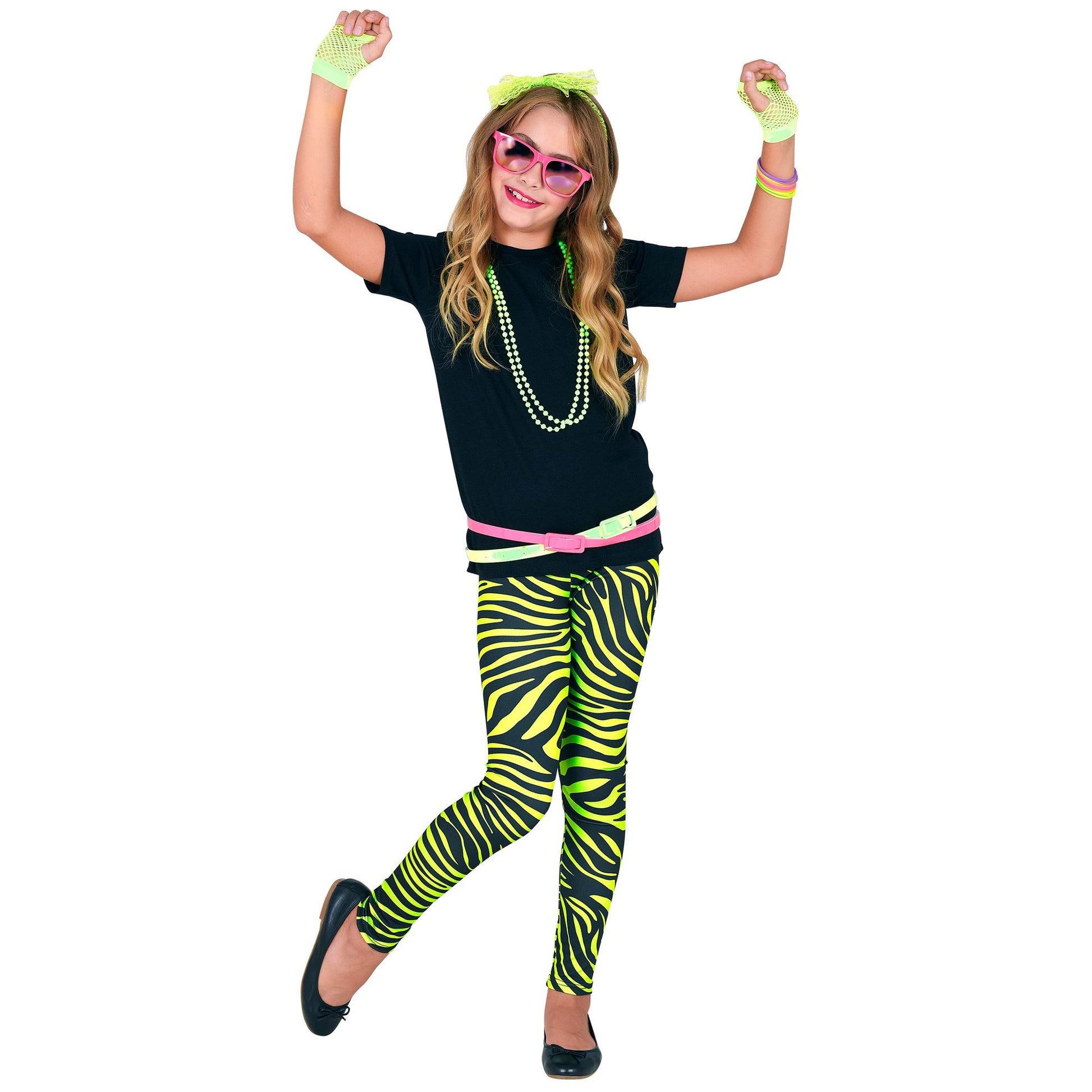 "80er JAHRE LEGGINGS NEON GRÜN TIGERPRINT" – Ansicht 4