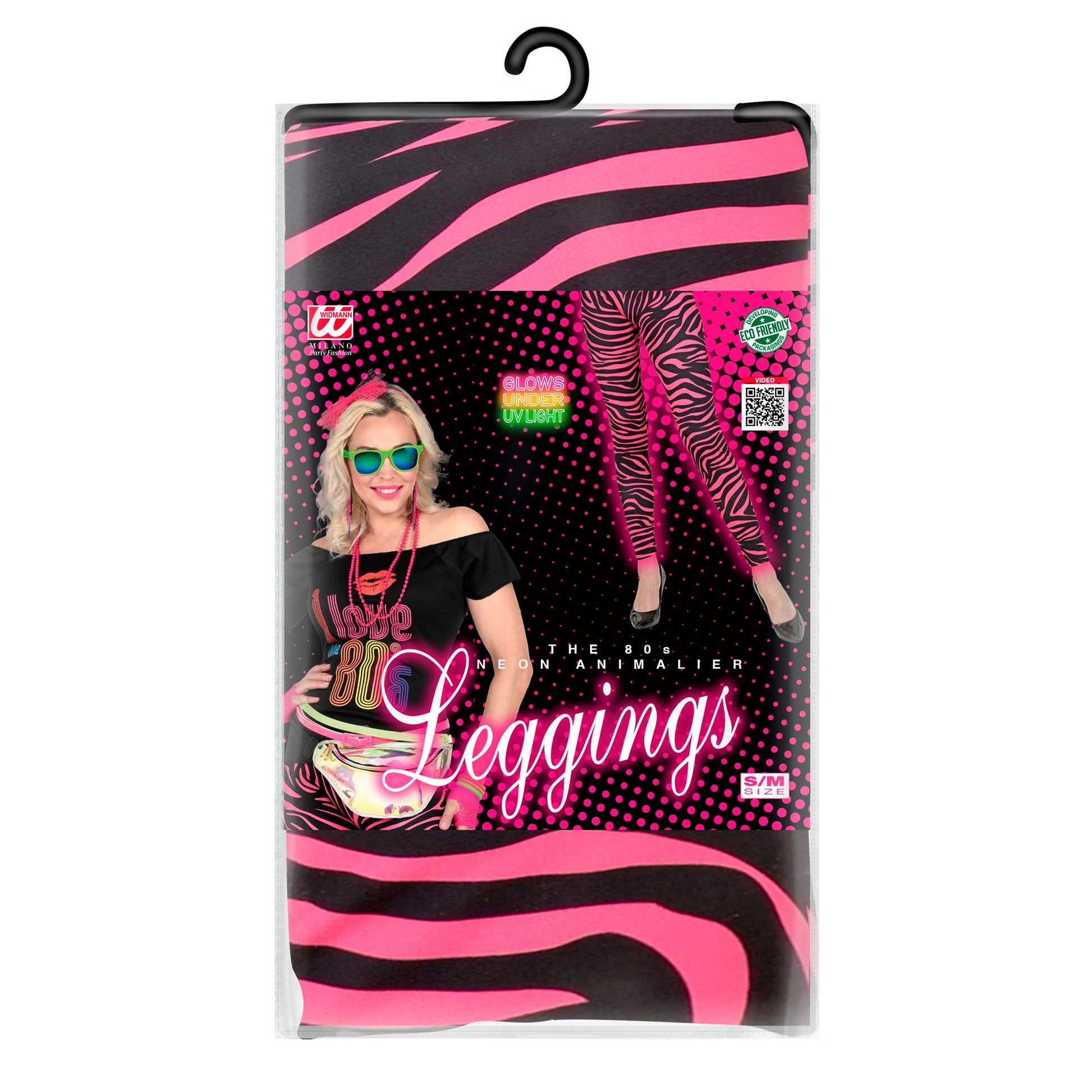 "80er JAHRE LEGGINGS NEON PINK TIGERPRINT" – Detailansicht