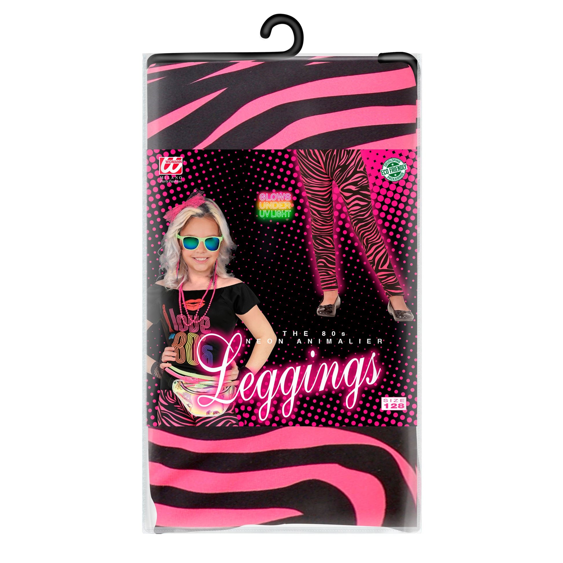 "80er JAHRE LEGGINGS NEON PINK TIGERPRINT" – Detailansicht