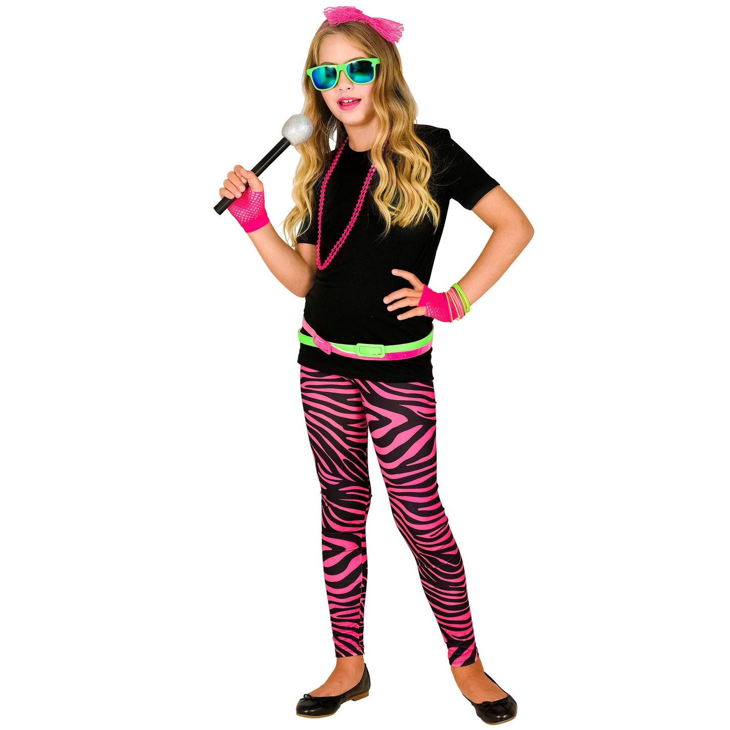 "80er JAHRE LEGGINGS NEON PINK TIGERPRINT" – Ansicht 3