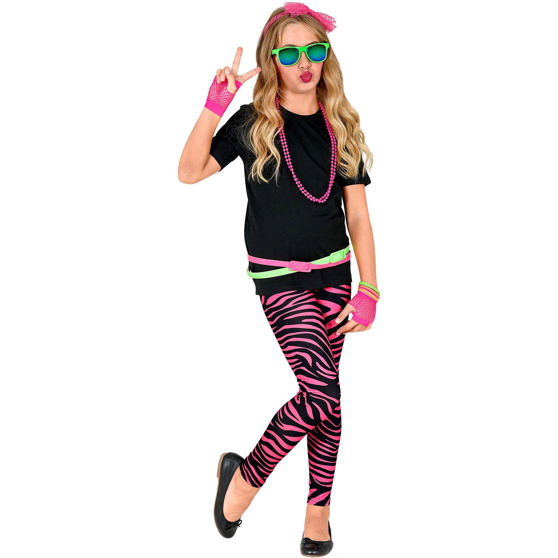 "80er JAHRE LEGGINGS NEON PINK TIGERPRINT" – Ansicht 4