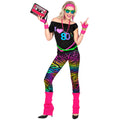 "80er JAHRE MODE" (Ärmelloses Shirt, Leggings, Beinstulpen, Stirnband, 2 Armbänder ) – Vorderansicht