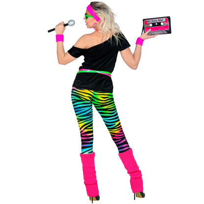 "80er JAHRE MODE" (Ärmelloses Shirt, Leggings, Beinstulpen, Stirnband, 2 Armbänder ) – Ansicht 4