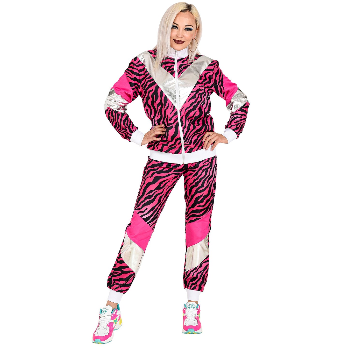 "80er JAHRE PINKER TIGERPRINT TRAININGSANZUG" (Oberteil, Hose) – Ansicht 3