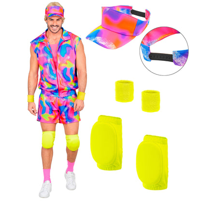 "80er Jahre ROLLERBLADER" (ärmellosess Oberteil, Shorts, Sonnenkappe, Armbänder, Knieschoner) – Ansicht 3