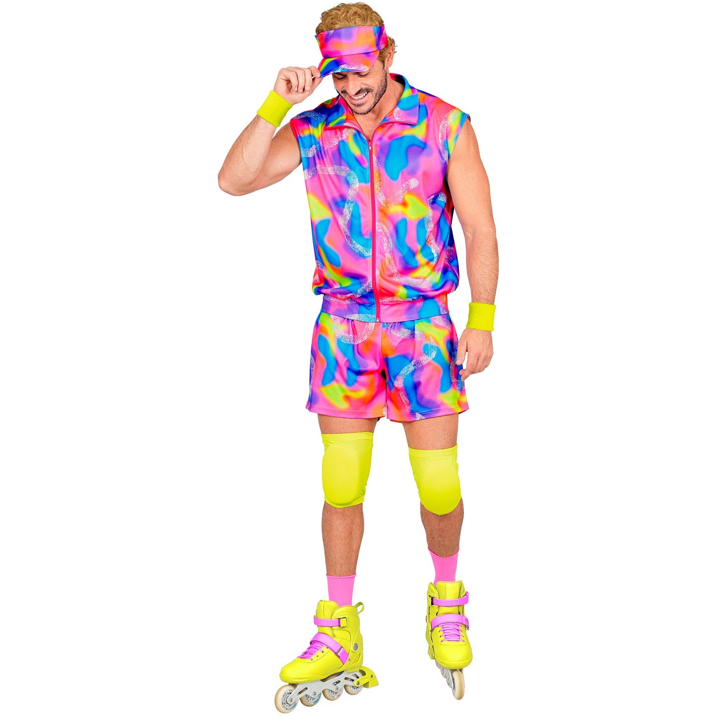 "80er Jahre ROLLERBLADER" (ärmellosess Oberteil, Shorts, Sonnenkappe, Armbänder, Knieschoner) – Ansicht 4
