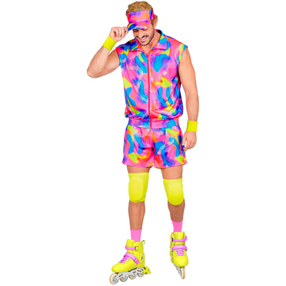 "80er Jahre ROLLERBLADER" (ärmellosess Oberteil, Shorts, Sonnenkappe, Armbänder, Knieschoner) – Ansicht 4