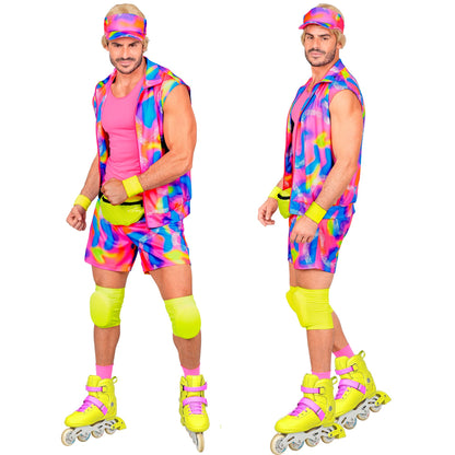 "80er Jahre ROLLERBLADER" (ärmellosess Oberteil, Shorts, Sonnenkappe, Armbänder, Knieschoner) – Ansicht 9
