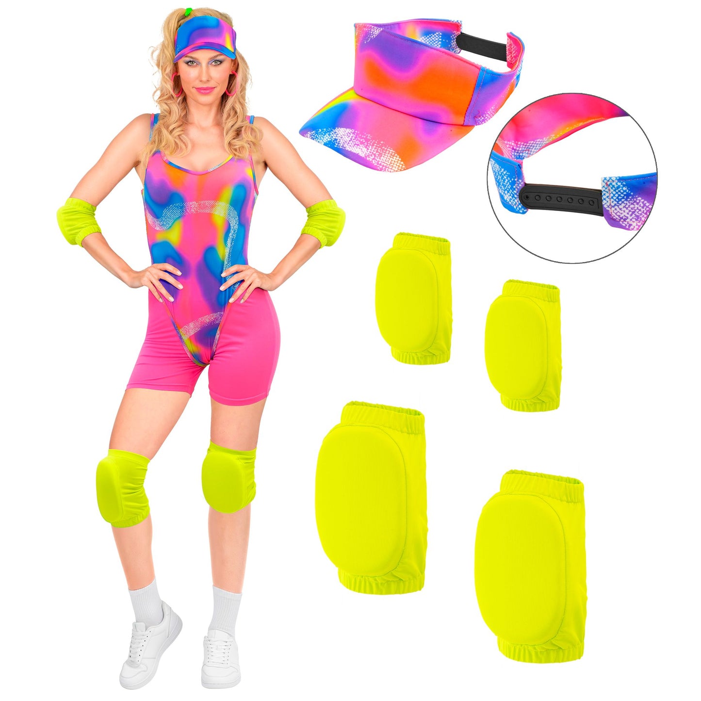 "80er Jahre ROLLERBLADER" (Body, Shorts, Sonnenkappe, Ellenbogen- und Knieschoner) – Ansicht 3