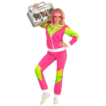 Widmann 80er Jahre Neon Pink-Grün Unisex Trainingsanzug Set – Seitenansicht
