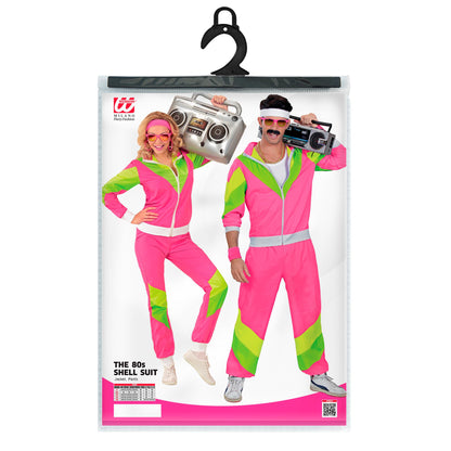 Widmann 80er Jahre Neon Pink-Grün Unisex Trainingsanzug Set – Verpackung