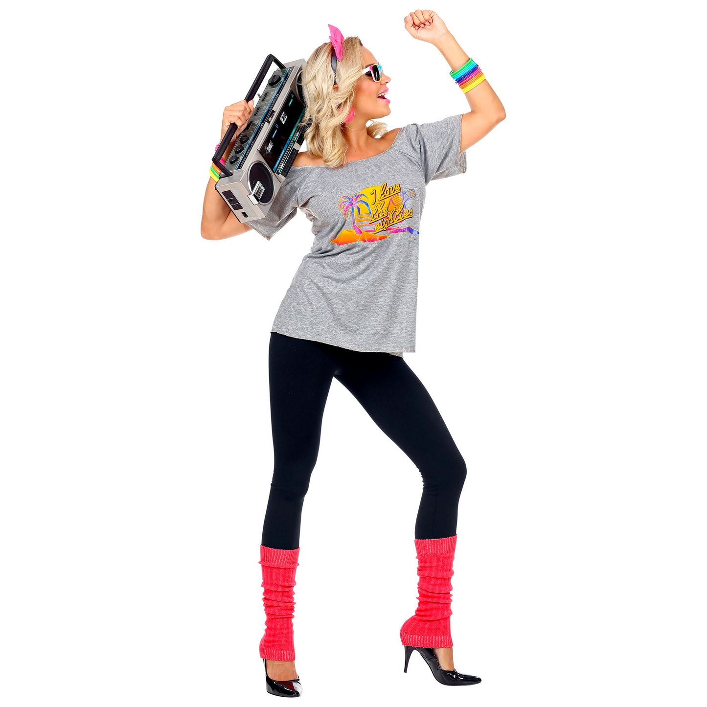 "80s BEACH GIRL" (T-shirt. Haarreif mit Schleife, Stulpen) – Ansicht 3