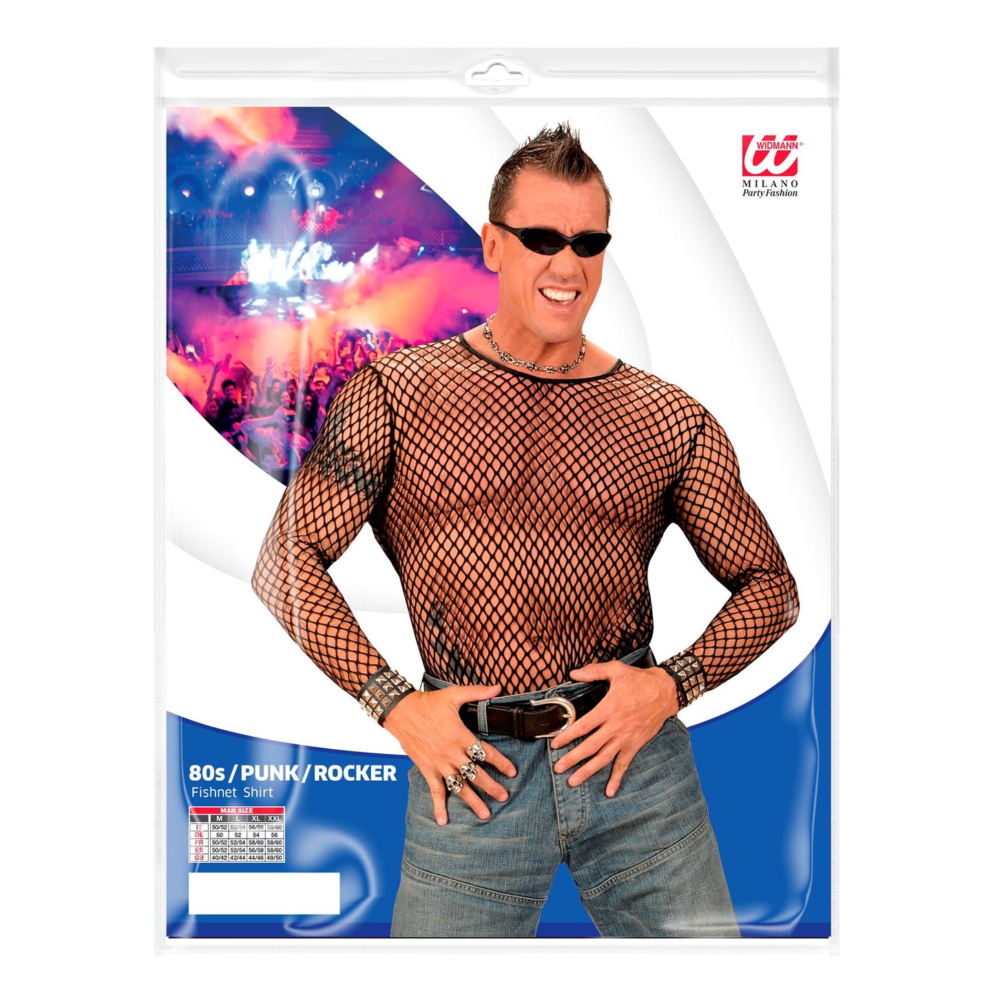 "80s / PUNK / ROCKER" Netzshirt - Schwarz – Detailansicht