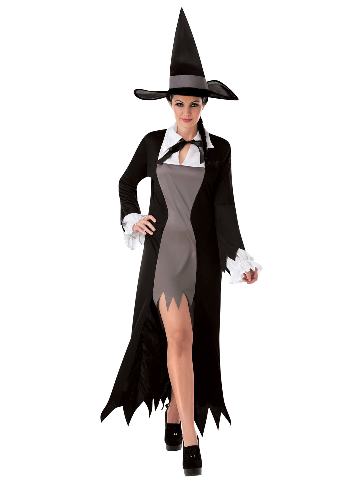 Rubies Puritan Witch Kostüm für Damen mit Kleid und Hut – Detailansicht