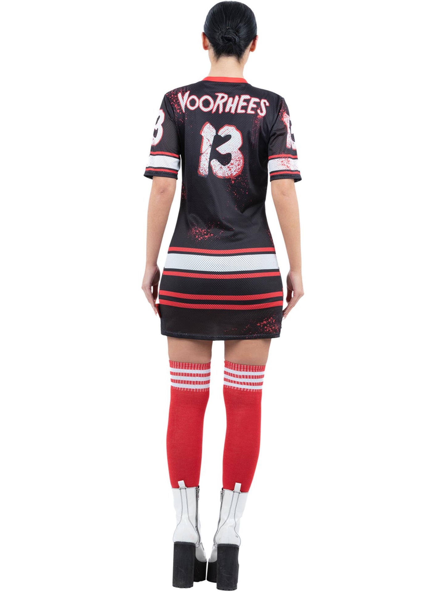 Smiffys Friday the 13th Damenkostüm mit bedrucktem rotem Hockeykleid – Detailansicht