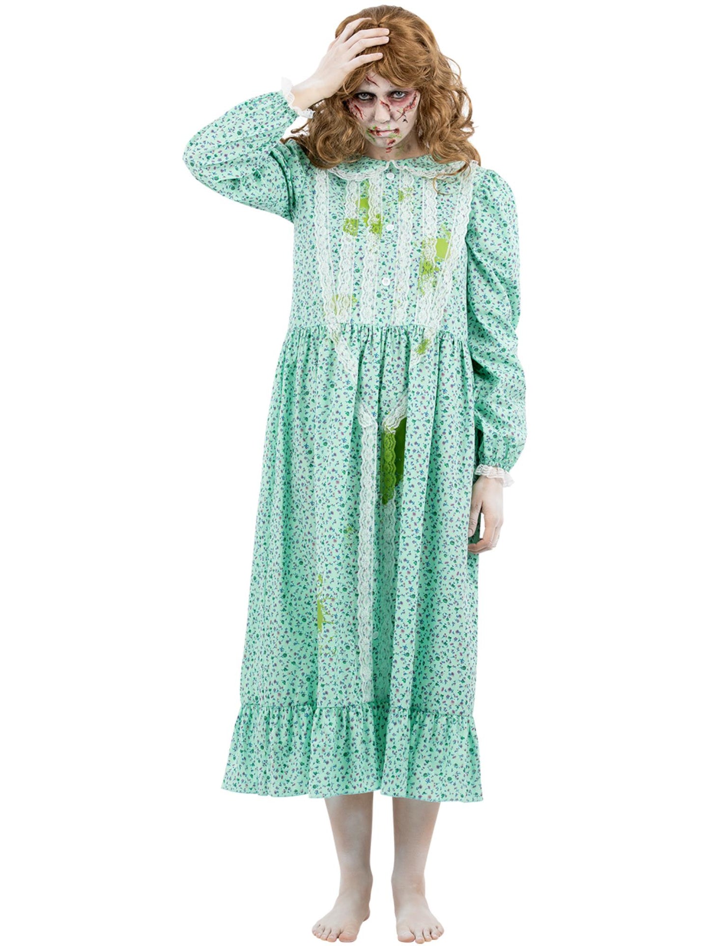 Smiffys The Exorcist Regan Kostüm für Damen mit Kleid und Erbrochenem-Aufdruck – Produktansicht