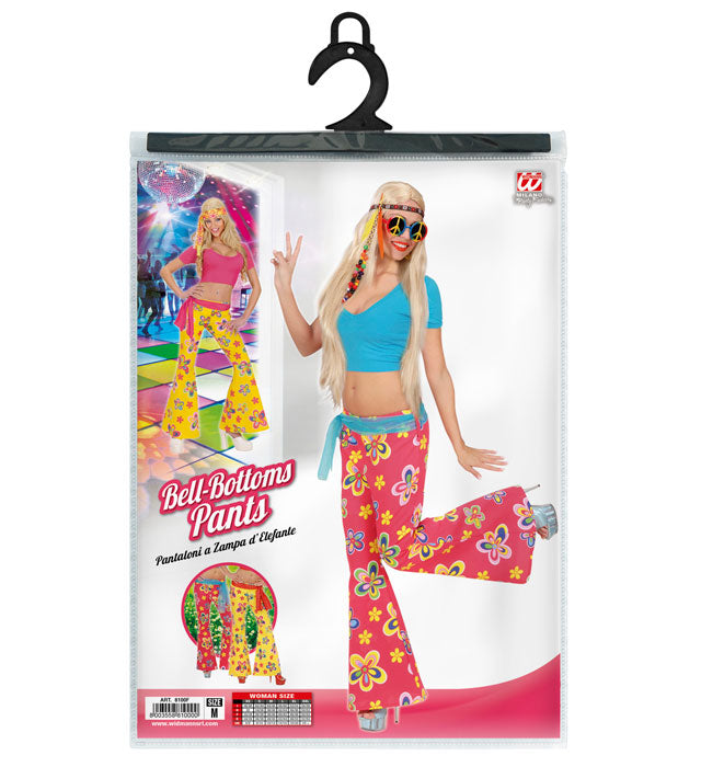 Schlaghose mit buntem Blumenmuster in zwei Farben für Fasnacht und Mottoparty