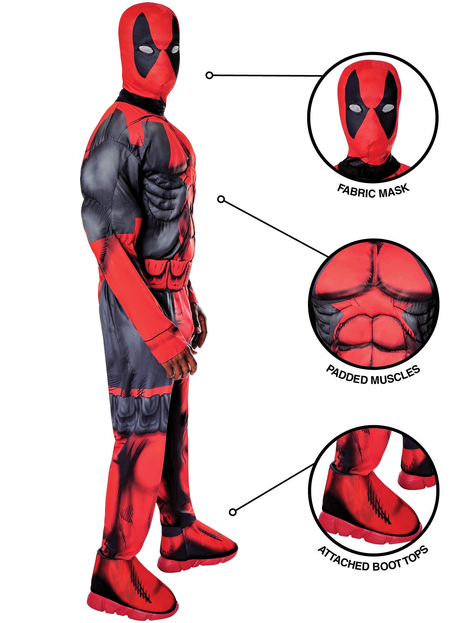 Rubies Deadpool Deluxe Kostüm für Erwachsene mit Maske – Seitenansicht
