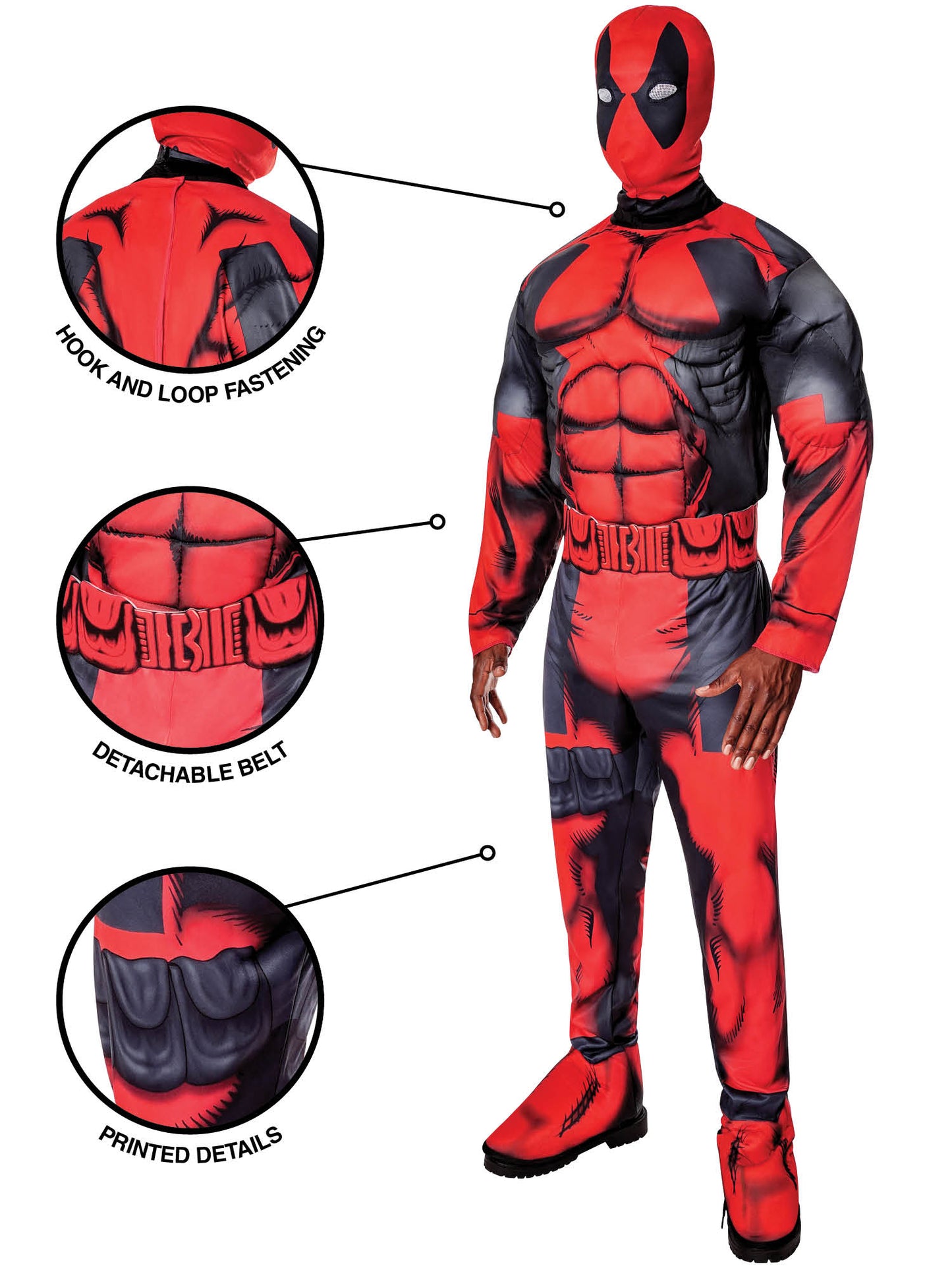 Rubies Deadpool Deluxe Kostüm für Erwachsene mit Maske – Rückansicht