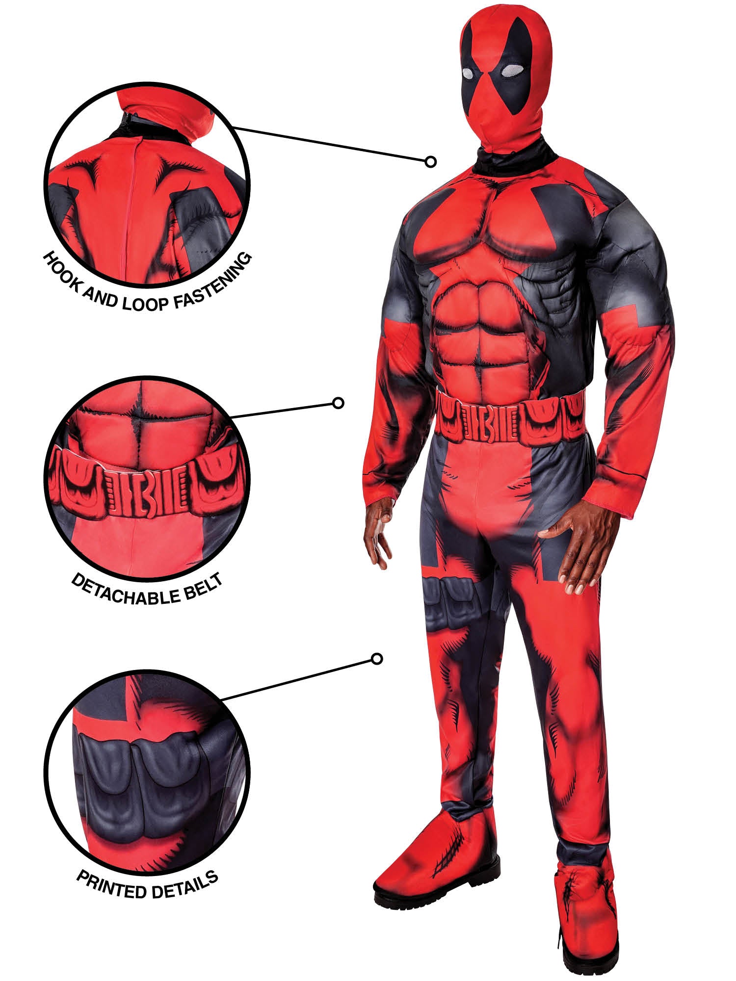 Rubies Deadpool Deluxe Kostüm für Erwachsene mit Maske – Rückansicht