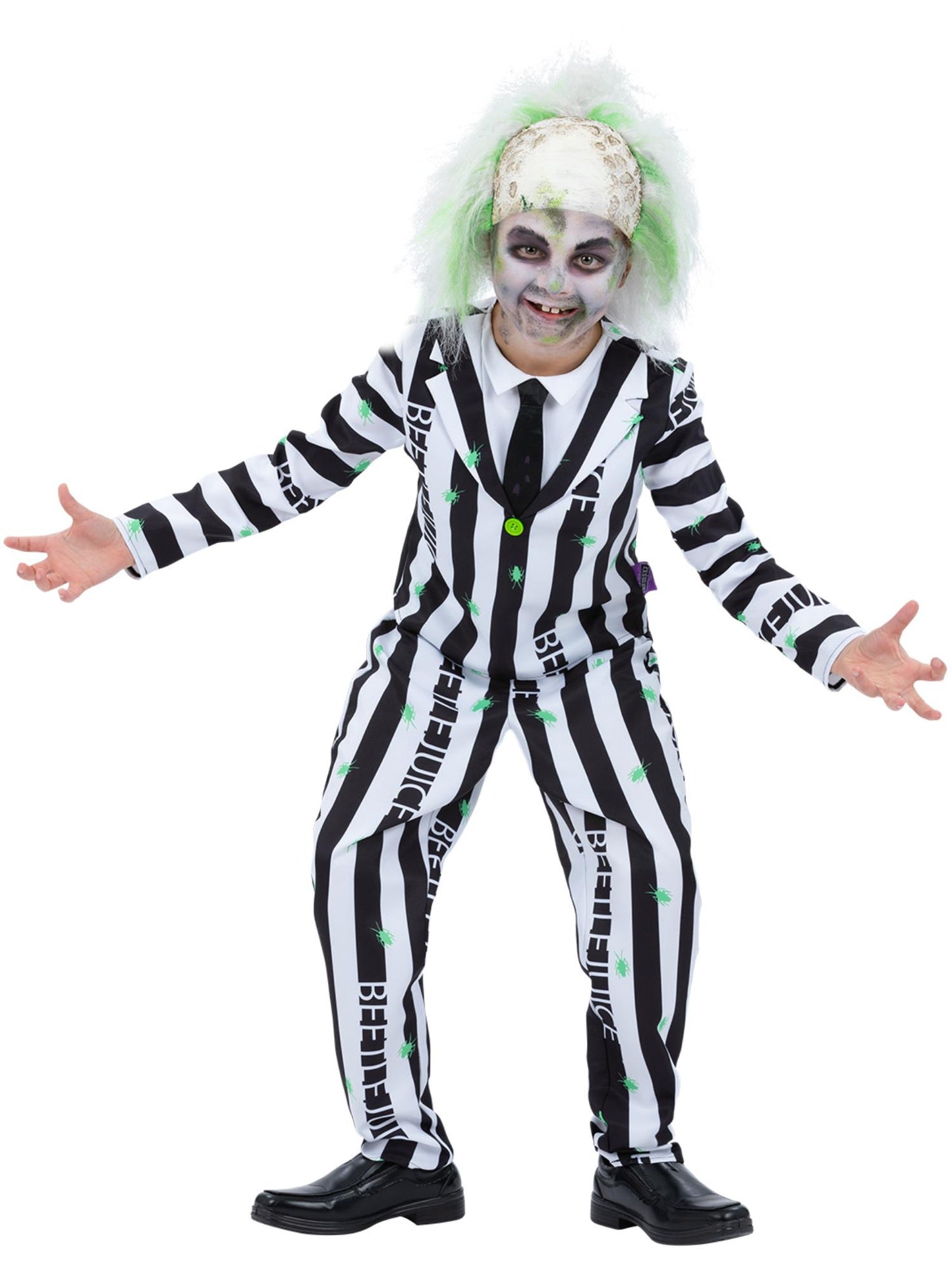 Smiffys Beetlejuice Kostüm für Jungen mit Jacke, Hemdimitat, Krawatte und Hose – Produktansicht