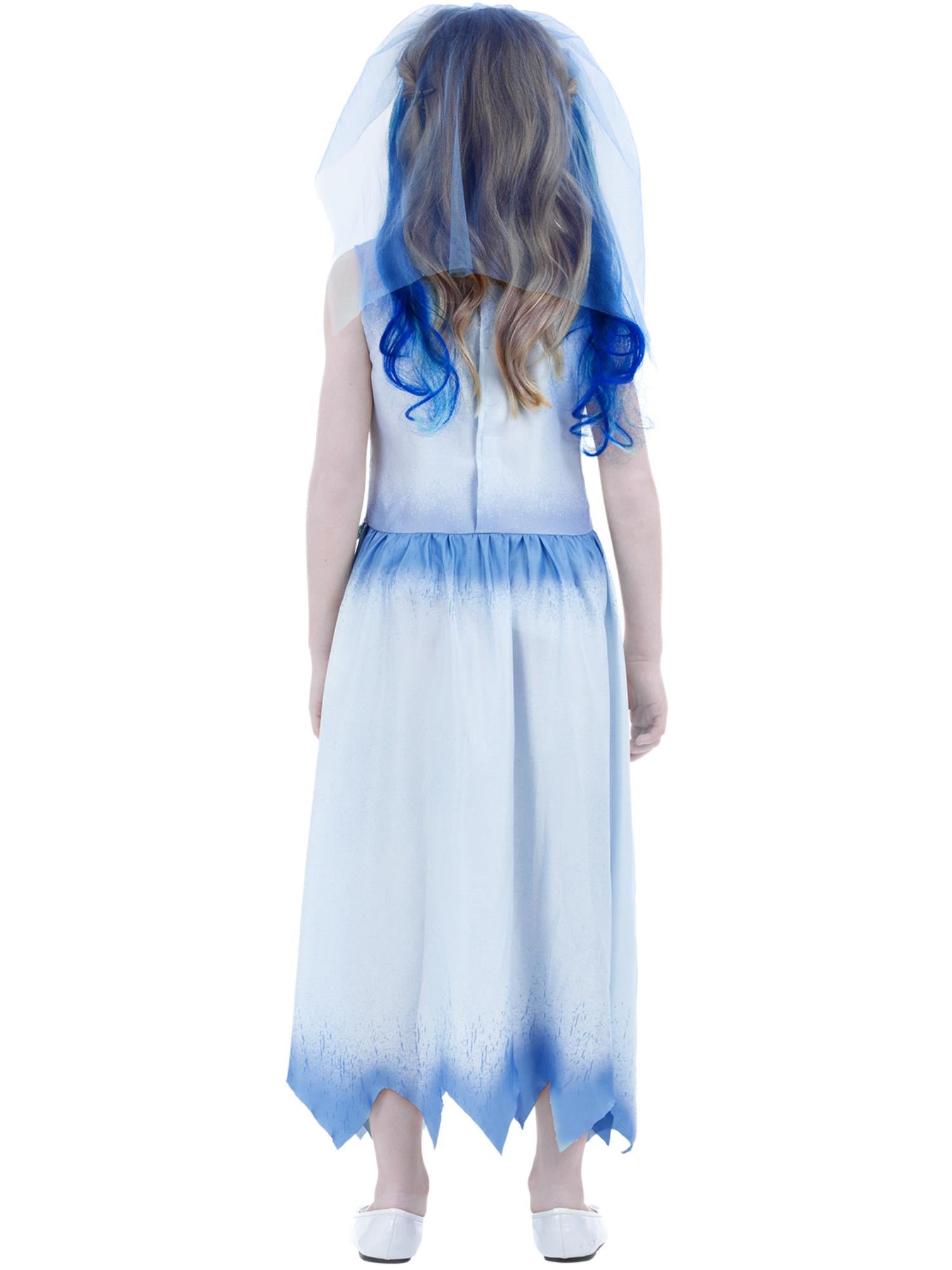 Smiffys Corpse Bride Emily Kostüm für Mädchen in Blau – Detailansicht