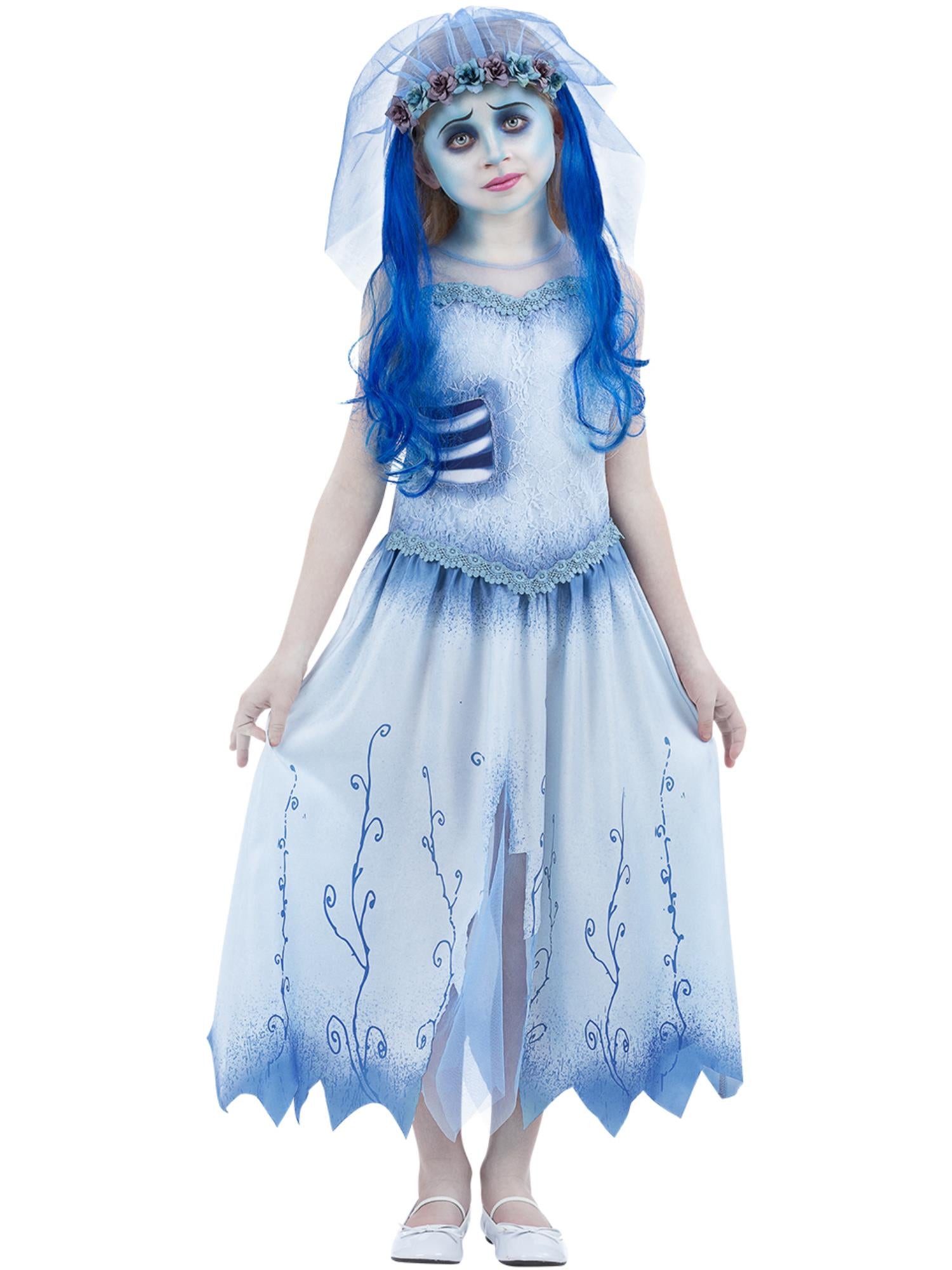 Smiffys Corpse Bride Emily Kostüm für Mädchen in Blau – Produktansicht