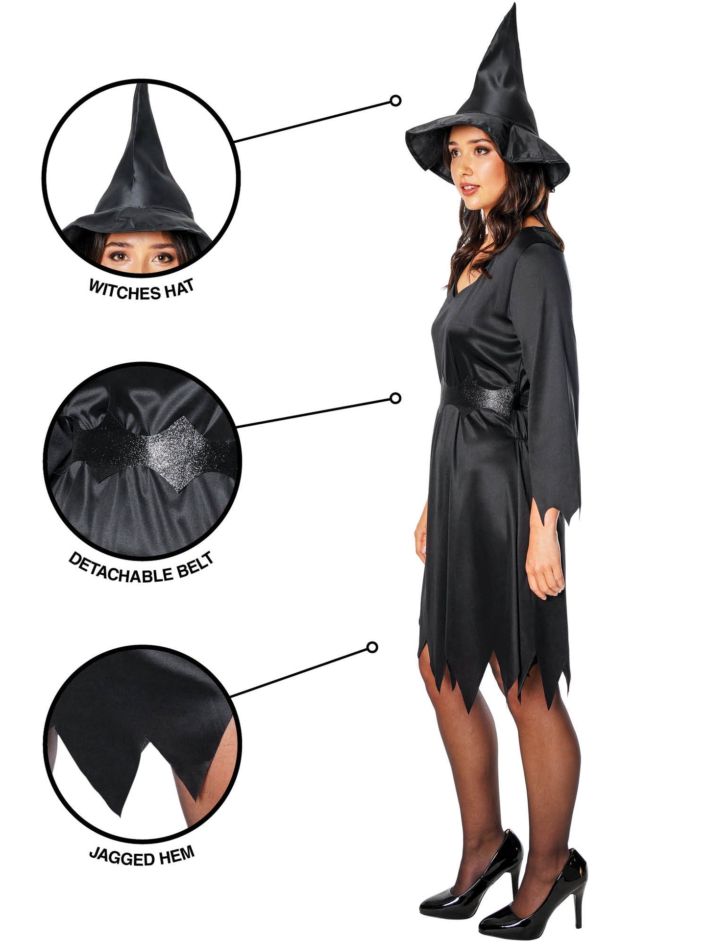 Rubies Black Witch Hexenkostüm für Damen – Seitenansicht