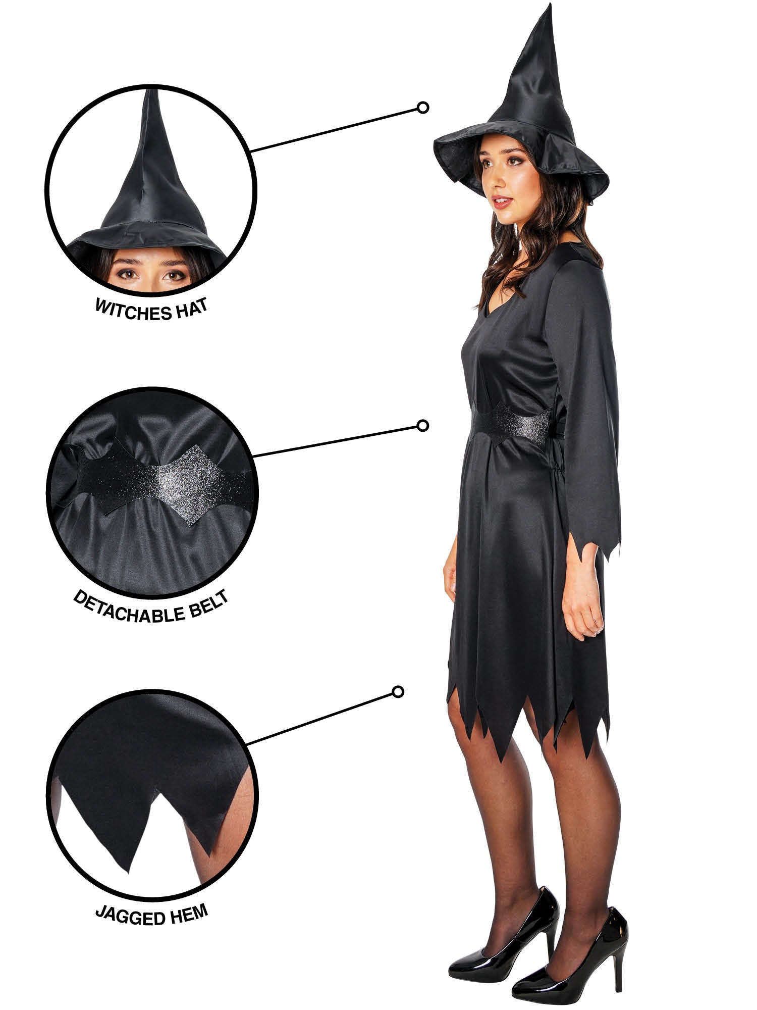 Rubies Black Witch Hexenkostüm für Damen – Seitenansicht