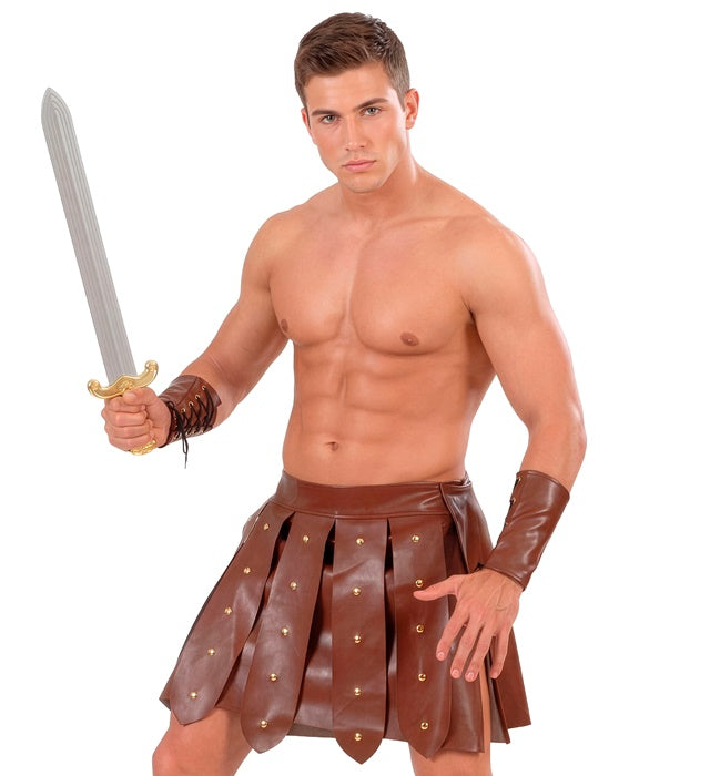 Gladiator Kostüm mit Kunstlederrock und Armbändern für Fasnacht
