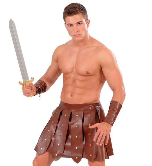 Gladiator Kostüm mit Kunstlederrock und Armbändern für Fasnacht