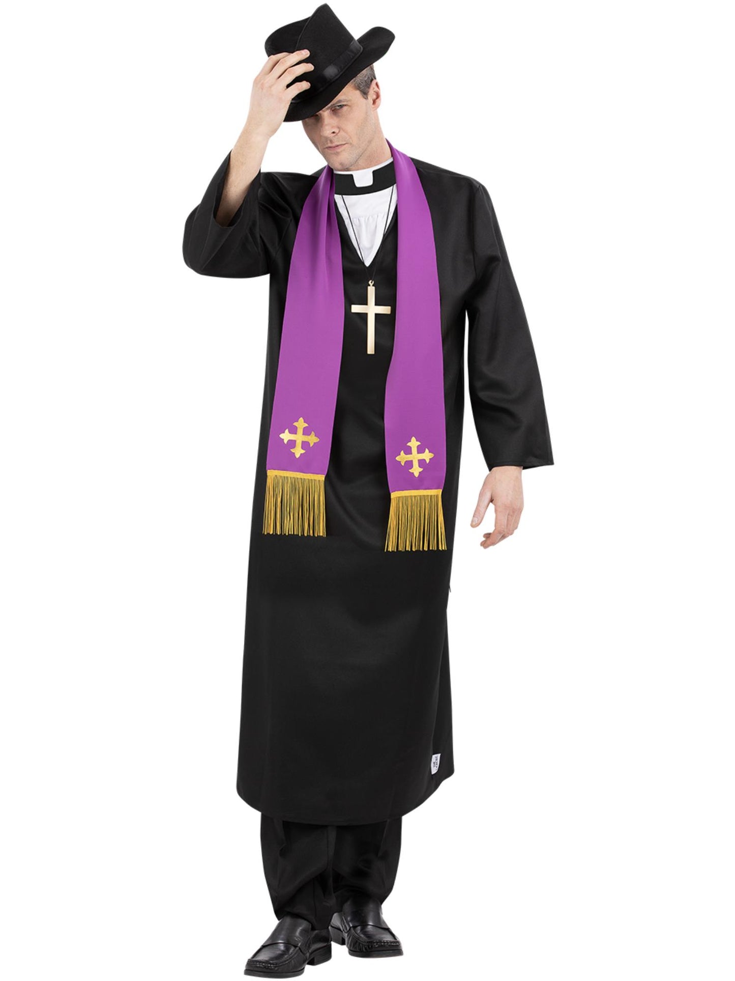 Smiffys The Exorcist Father Merrin Priesterkostüm für Herren in Schwarz – Produktansicht