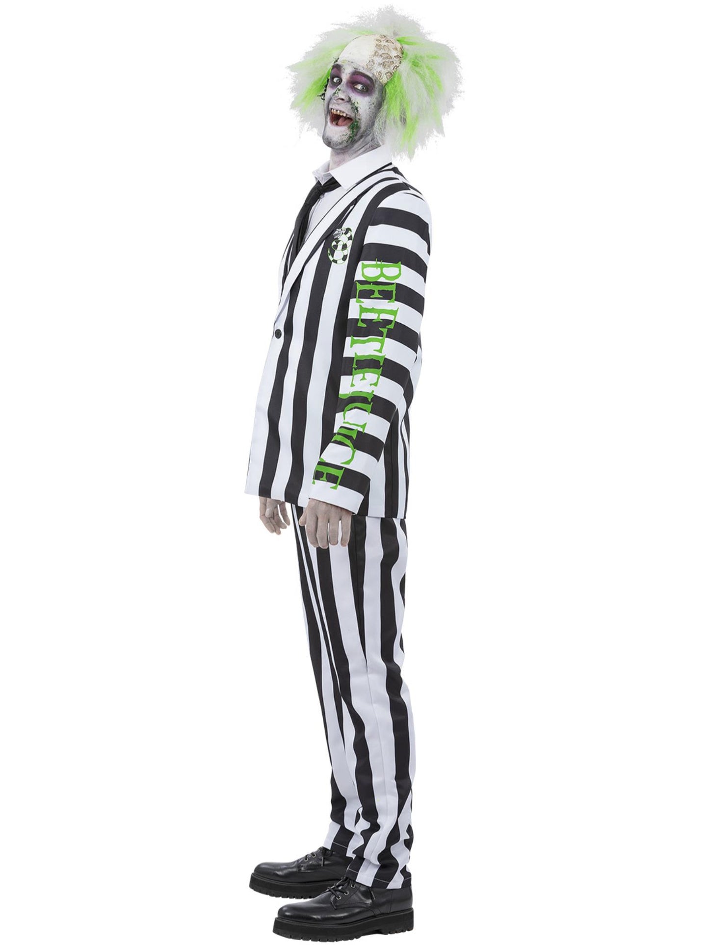 Smiffys Beetlejuice Kostüm für Herren mit Jacke, Hose und Krawatte – Seitenansicht