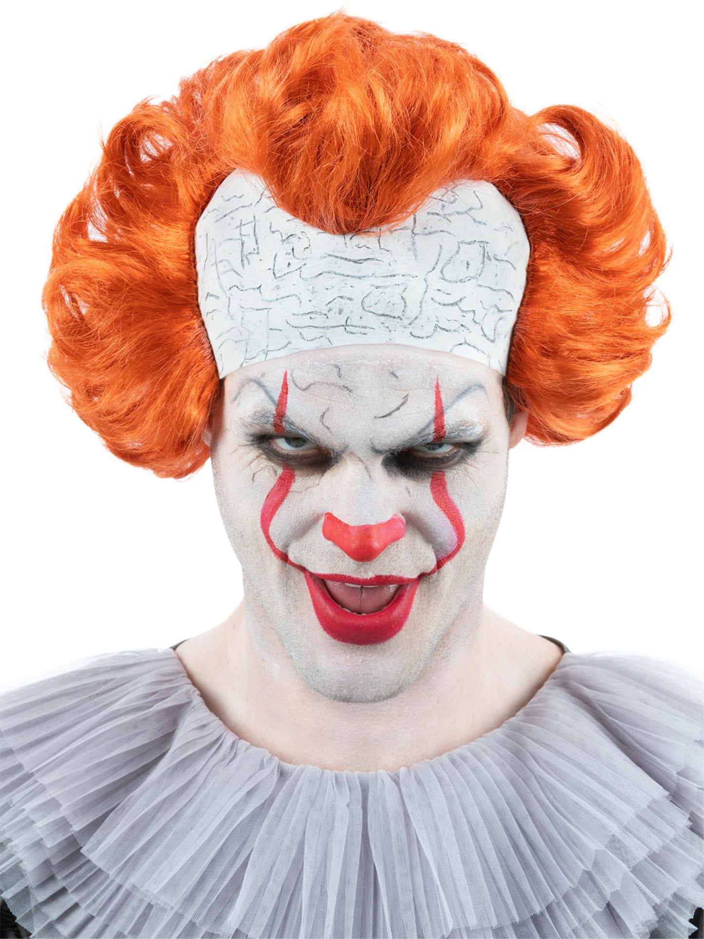 Smiffys IT Chapter Two Pennywise Peruecke mit Latex-Glatzenkopf fuer Herren – Produktansicht