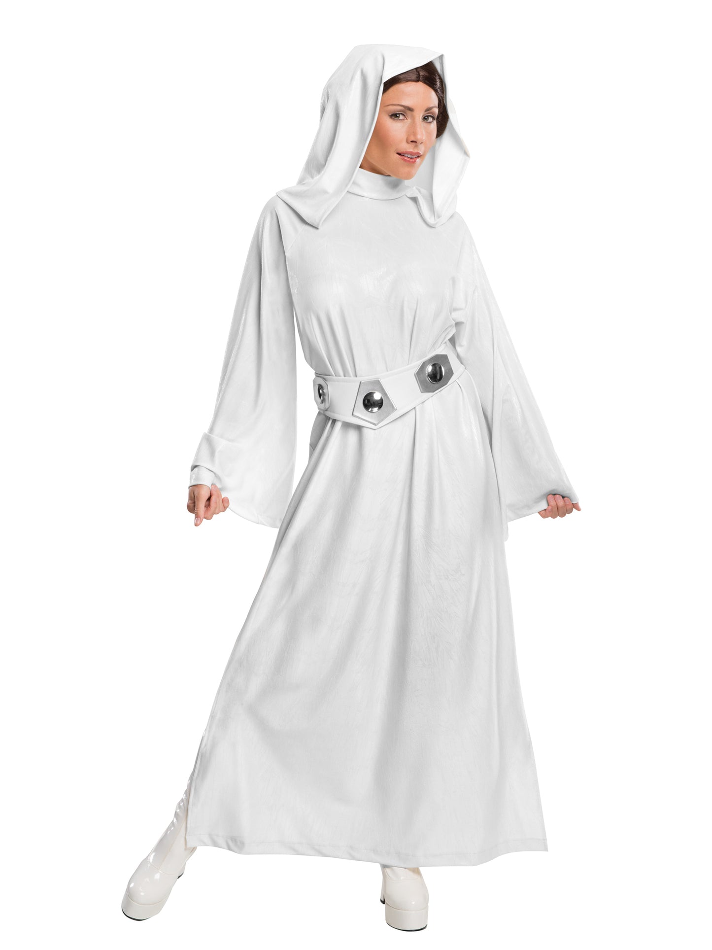 Rubies Star-Wars-Kostüm als Prinzessin Leia für Damen mit Kapuzentunika, Gürtel und Perücke