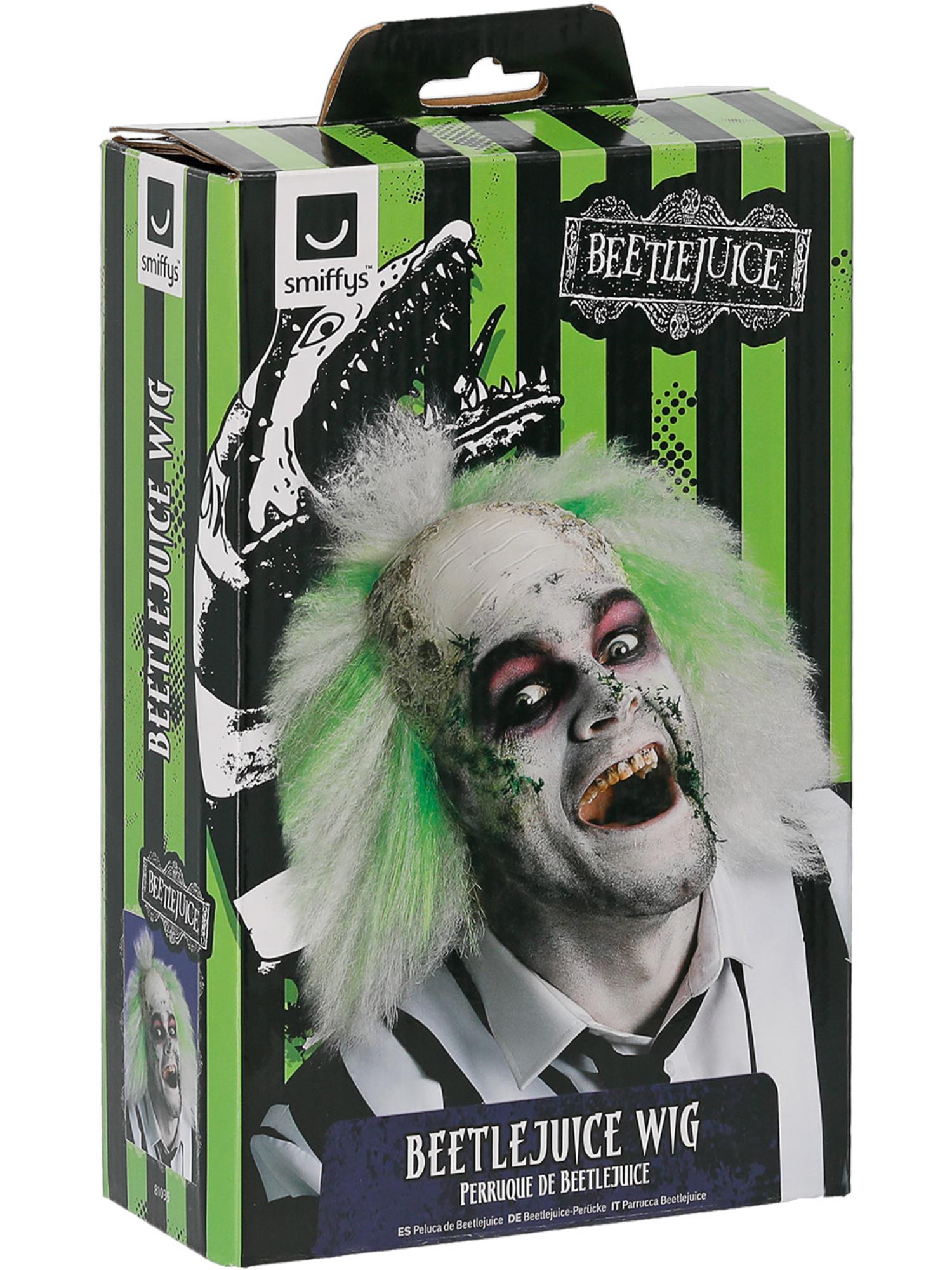 Smiffys Beetlejuice Perücke mit Latex-Glatze für Herren – Detailansicht