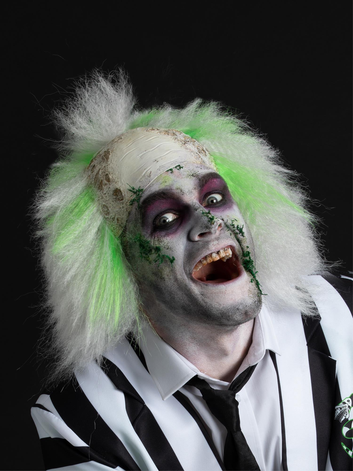 Smiffys Beetlejuice Perücke mit Latex-Glatze für Herren – Produktansicht