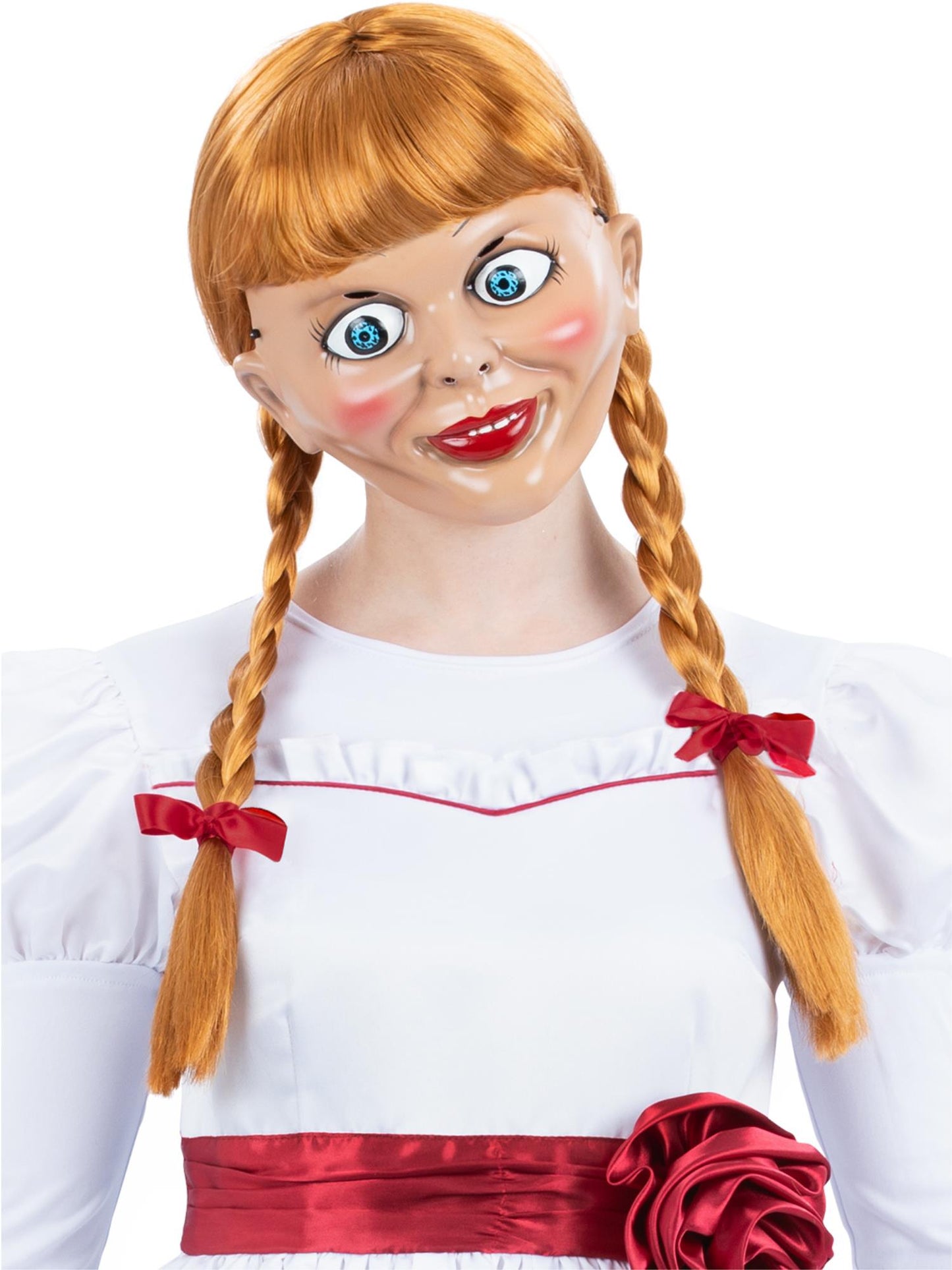 Smiffys Annabelle Perücke mit langen geflochtenen Zöpfen und Bändern für Damen – Produktansicht