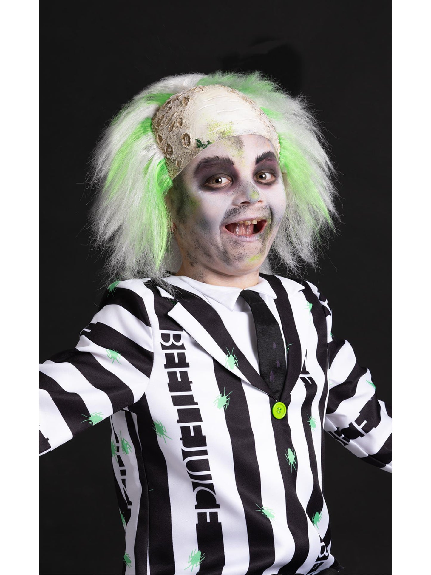 Smiffys Beetlejuice Perücke für Jungen mit Stoff-Kopfattrappe