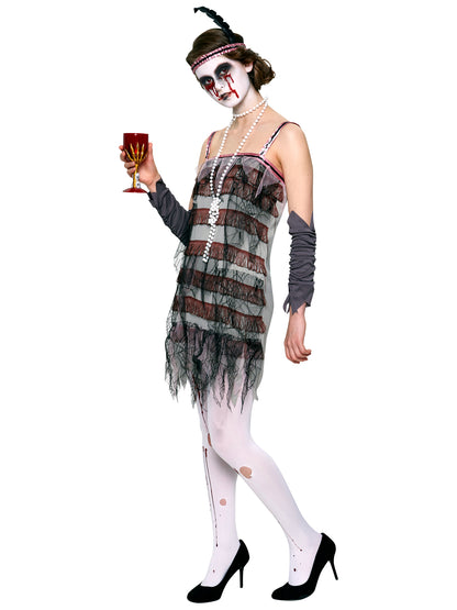 Rubies Lady Gravestone Kostüm für Damen mit Kleid und Headpiece – Produktansicht