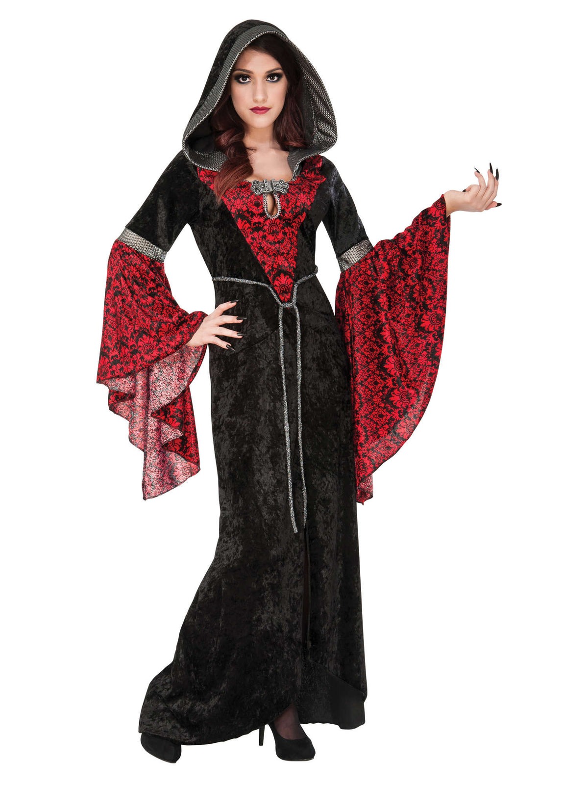 Rubies Cryptisha Kostüm für Damen mit Kapuzenkleid und Brosche